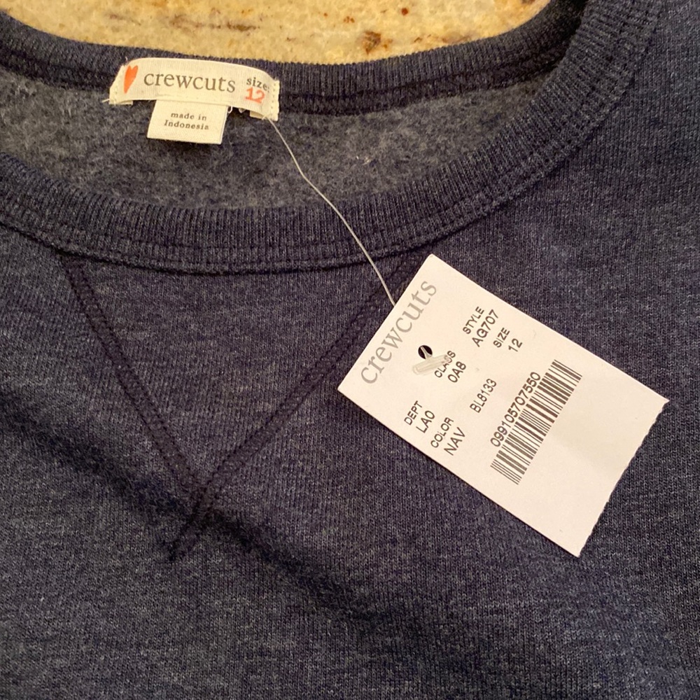 Girls crewcuts navy blue sweatshirt w/ ruffle sleeves size 12